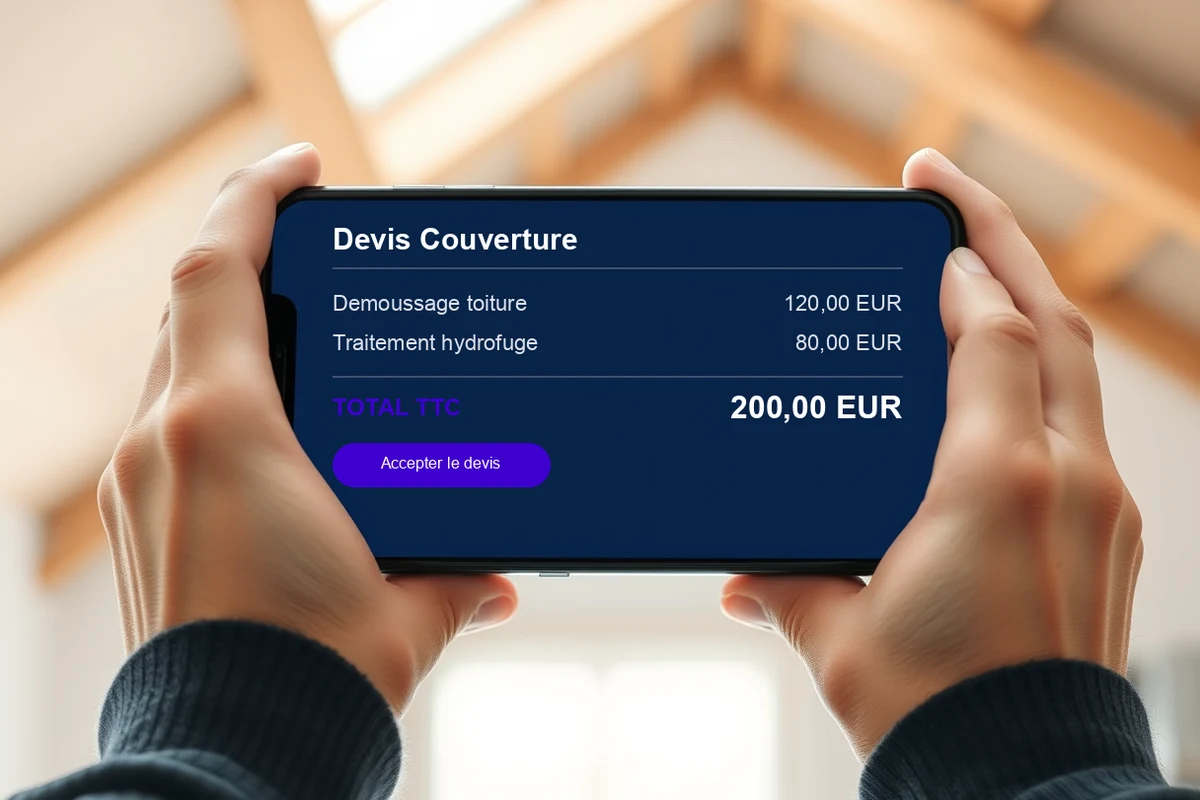 Devis couvreur à Orvault détaillé et transparent affiché sur smartphone
